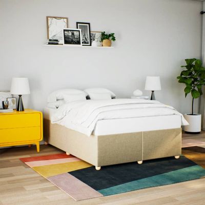 vidaXL Posteľ bez matracakrémová 160x200 cm látka