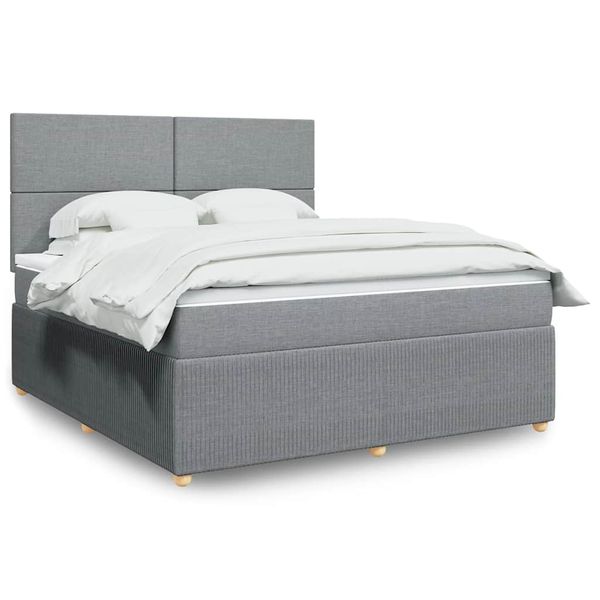 vidaXL Boxspring posteľ s matracom bledosivá 180x200 cm látka