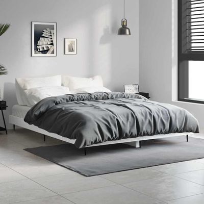 vidaXL Posteľný rám lesklý biely 140x190 cm kompozitné drevo
