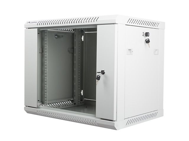 Nástenný rack 19'' 9U 600X450mm sivý flat pack