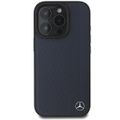 Puzdro Mercedes pre iPhone 16 Pro Max 6,9" MEHMP16X23RBGVV Hardcase MB imitácia dreva Koža MagSafe tmavomodrá
