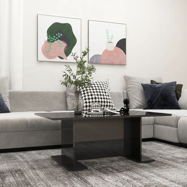 vidaXL Konferenčný stolík lesklý čierny 103,5x60x40 cm drevotrieska