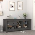 vidaXL Skrinka na topánky sivá 110x38x45,5 cm masívna borovica