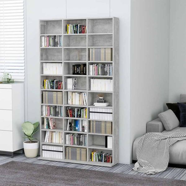 vidaXL Skrinka na CD, betónovo sivá 102x16x177,5 cm, kompozitné drevo