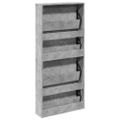 vidaXL Botník so zrkadlom 4-poschodový betónovo sivý 63x17x134 cm