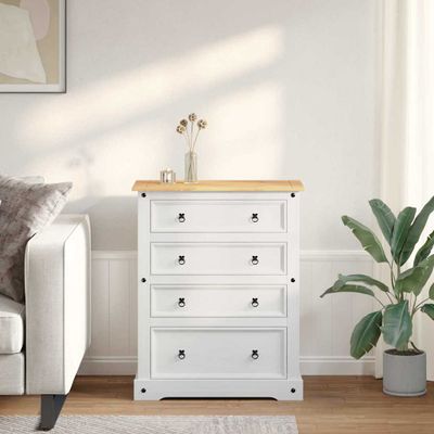vidaXL Úložné truhlice so zásuvkou Corona Biely 92 x 48 x 114 cm