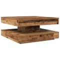 VidaXL Konferenčný stolík otočný o 360stupňov staré drevo 70x70x34,5cm