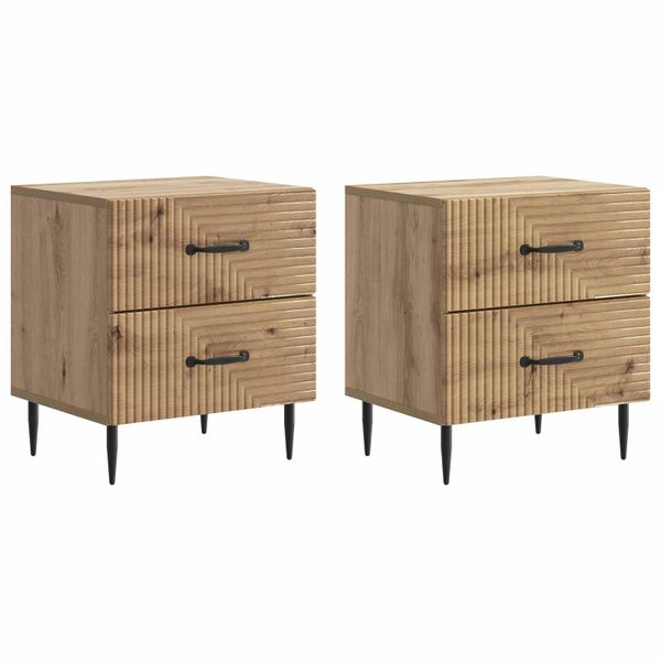 vidaXL Nočný stolík so zásuvkou 2 pcs Dub artisan 43 x 34,5 x 47,5 cm