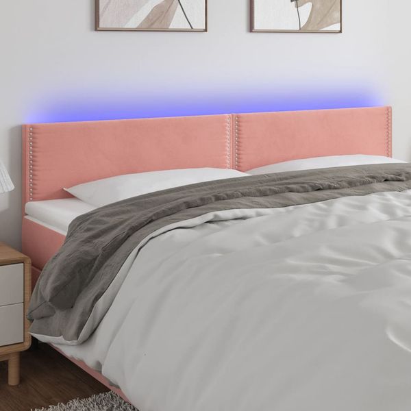 vidaXL Čelo postele s LED ružové 200x5x78/88 cm zamat