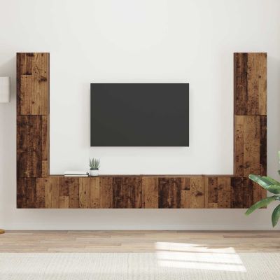 vidaXL Zostava TV skriniek 8 pcs Staré drevo Kompozitné drevo