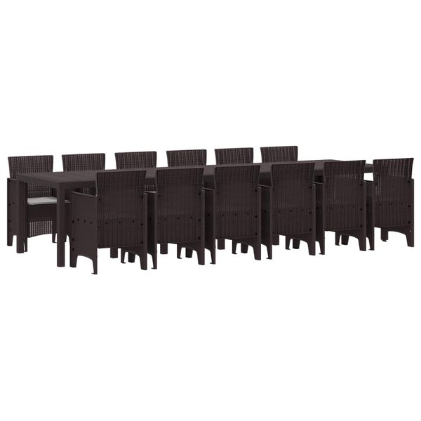 vidaXL Záhradný jedálenský set 13 pcs Hnedá Polt ratan