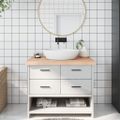 vidaXL Kúpeľňová doska 100x60x(2-6) cm neošetrený masív