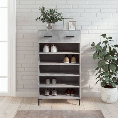 vidaXL Botník betónovo sivý 60x35x105 cm kompozitné drevo