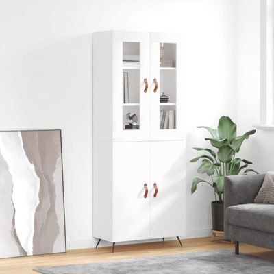 vidaXL Vysoká skrinka lesklá biela 69,5x34x180 cm spracované drevo