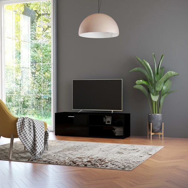 vidaXL TV skrinka, lesklá čierna 120x34x37 cm, drevotrieska