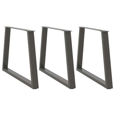 vidaXL Nohy k jedálenskému stolu v tvare V, 3 ks, antracitové, 90 x (72-73,3) cm, oceľ