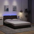 vidaXL Rám postele s LED osvetlením bez matraca, tmavohnedý 140x190 cm, látkový