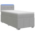 vidaXL Posteľ s boxspringom a matracom a LED Svetlosivá 90 x 190 cm