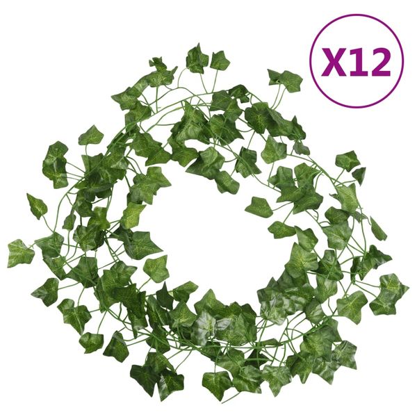 vidaXL Brečtanové girlandy 12 ks, zelené 200 cm
