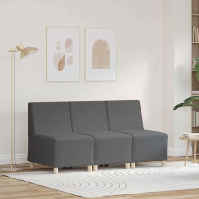 vidaXL Bezrúčková modulárna sofa jednotka 3 ks Tmavo šedá