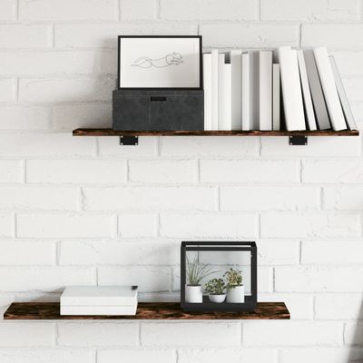 vidaXL Nástenné police 4 ks dymový dub 80x20x1,5 cm kompozitné drevo