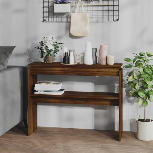 vidaXL Konzolový stolík hnedý dub 102x30x80 cm spracované drevo