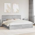 vidaXL Rám postele Sivý Sonoma 200 x 200 cm Inžinierske drevo
