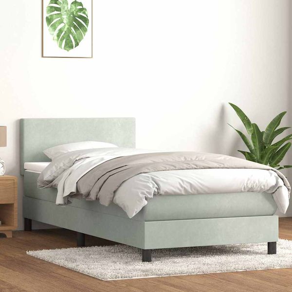 vidaXL Posteľný rám boxsping s matracom bledosivý 100x210 cm zamat