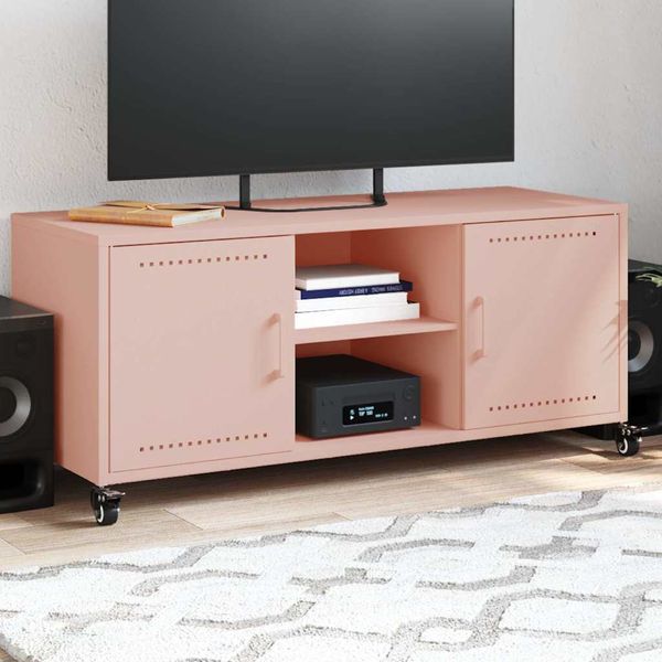 vidaXL TV skrinka ružová 100,5x39x43,5 cm oceľ