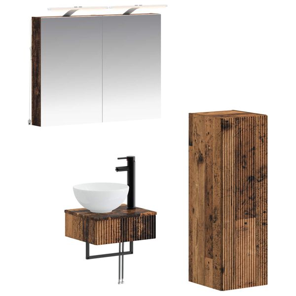 vidaXL Set kabinetov do kúpeľne 4 pcs Staré drevo 40 x 10,5 x 60,5 cm