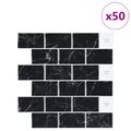 vidaXL Subway dlažba 50 ks Čierny mramor 30 x 30 cm Polyuretán a PET