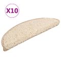 vidaXL Schodové rohože 10 ks 56x17x3 cm krémové, polkruhové