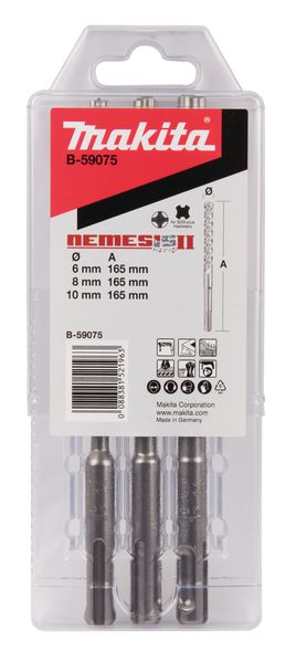 Makita sada 4-britých vrtáků SDS-plus Nemesis 2 6,8,10x100x160mm=oldB-12332