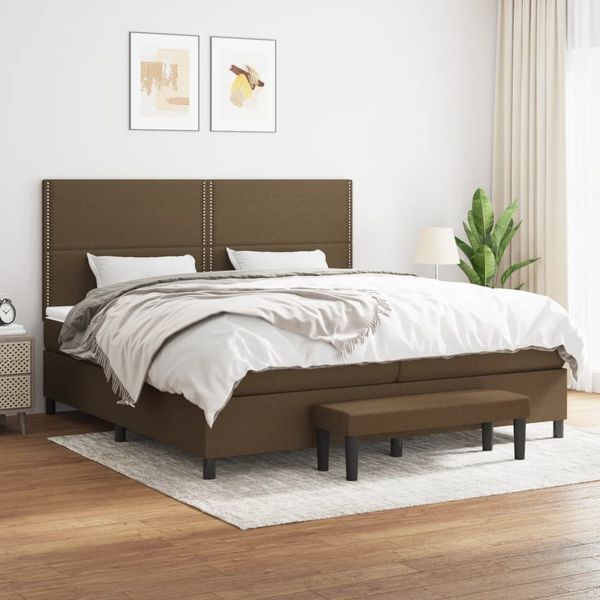 vidaXL Boxspring posteľ s matracom tmavohnedá 200x200 cm látka
