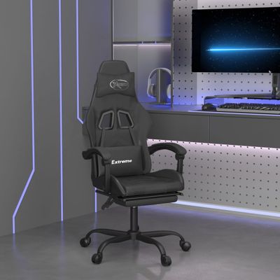 vidaXL Herná stolička s opierkou na nohy čierna umelá koža