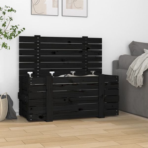vidaXL Úložný box čierny 91x40,5x42 cm masívna borovica