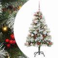 vidaXL Umelý vianočný stromček Zelená a biela 120 cm PVC, kov a plast