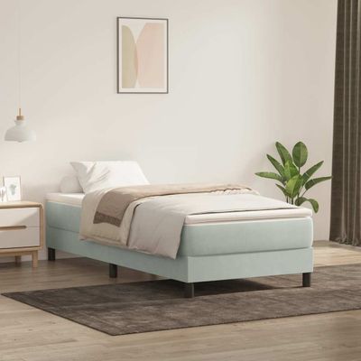 vidaXL Posteľný rám boxsping bez matracom bledosivý 90x220 cm zamat