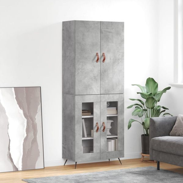 vidaXL Vysoká skrinka betónová sivá 69,5x34x180 cm spracované drevo