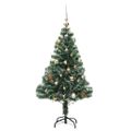 vidaXL Umelý vianočný stromček 150 LED, gule a vločky snehu 120 cm