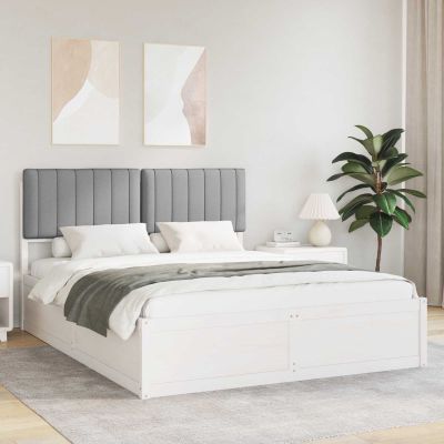 vidaXL Rám postele s čalúneným čelom Svetlosivá 150 x 200 cm