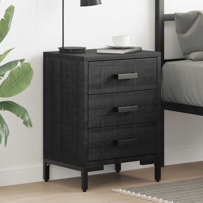 vidaXL Nočný stolík čierny 40x30x55 cm masívna recyklovaná borovica
