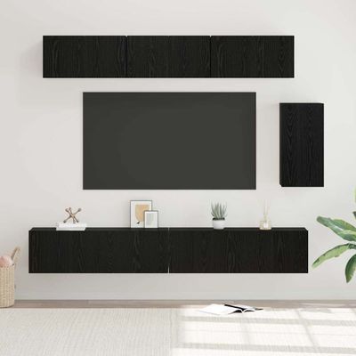 vidaXL Zostava TV skriniek Nástenný 6 pcs Čierny dub Kompozitné drevo