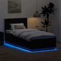 vidaXL Rám postele s LED pásikmi Čierna 90 x 200 cm Kompozitné drevo