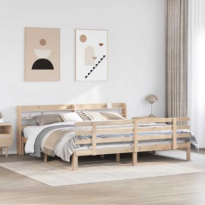 vidaXL Posteľný rám s čelom 180x200 cm borovicový masív