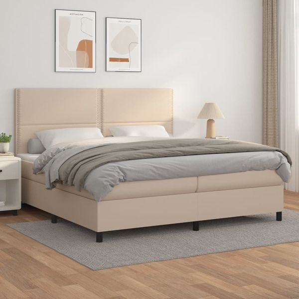 vidaXL Boxspring posteľ s matracom kapučínová 200x200 cm umelá koža