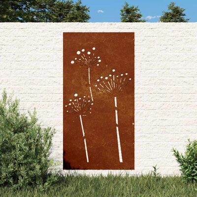 vidaXL Záhradná dekorácia 105x55 cm kortenová oceľ kvetinový dizajn