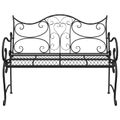 vidaXL Záhradná lavička 2-Počet miest 114 x 56,5 x 90 cm Oceľ Čierna