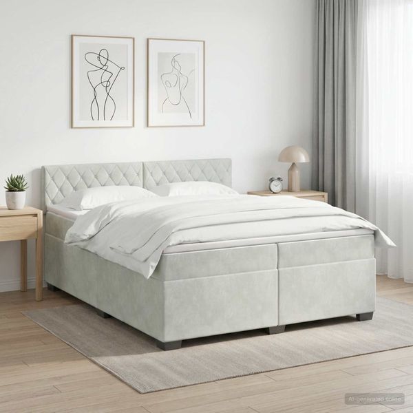 vidaXL Posteľ s boxspringom a matracom a LED Svetlosivá 200 x 200 cm