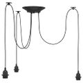 vidaXL Závesná lampa s 3 objímkami E27 čierna kovová